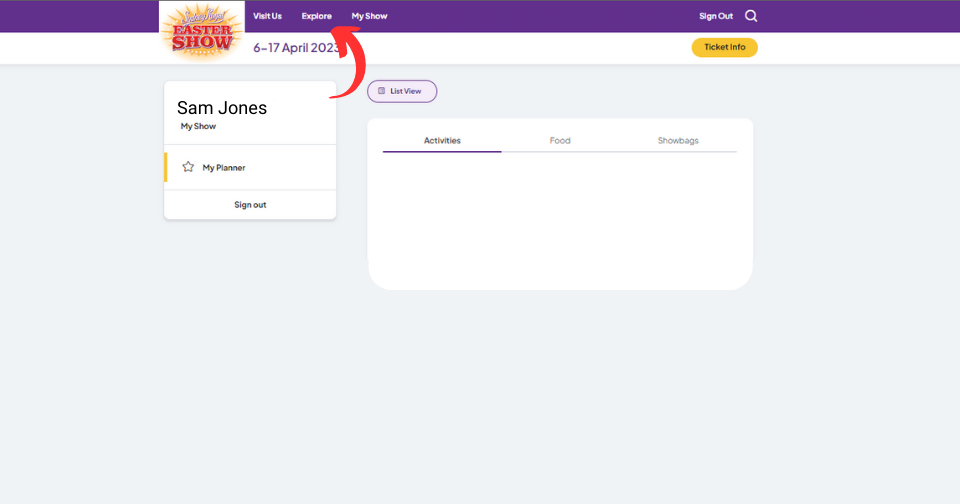 Screen shot of Explore mode